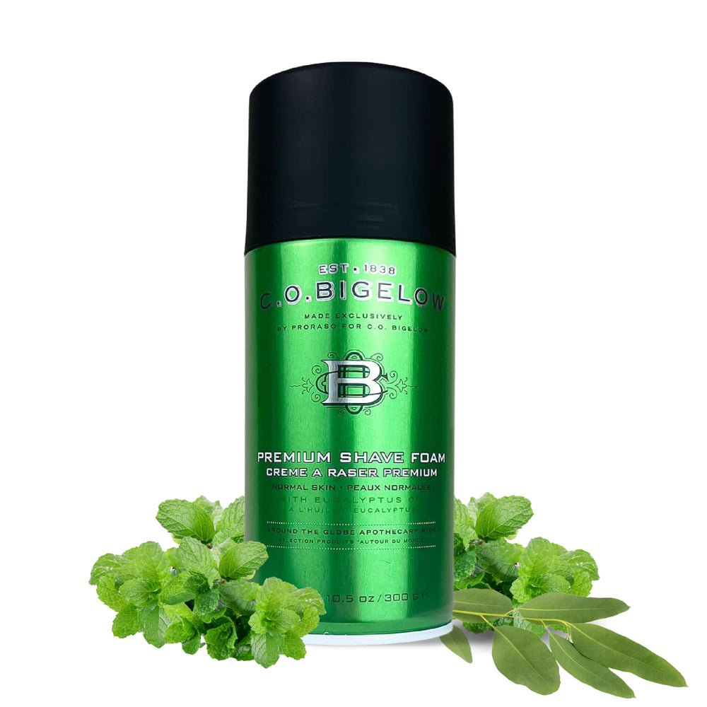 C.O. Bigelow foam thick lather clings to skin for easier shaving.