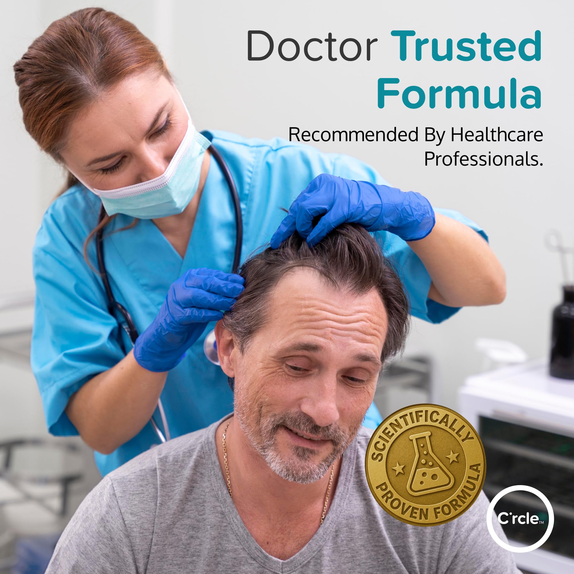 Travel-friendly bottle of C'rcle Minoxidil 5% Foam for on-the-go use