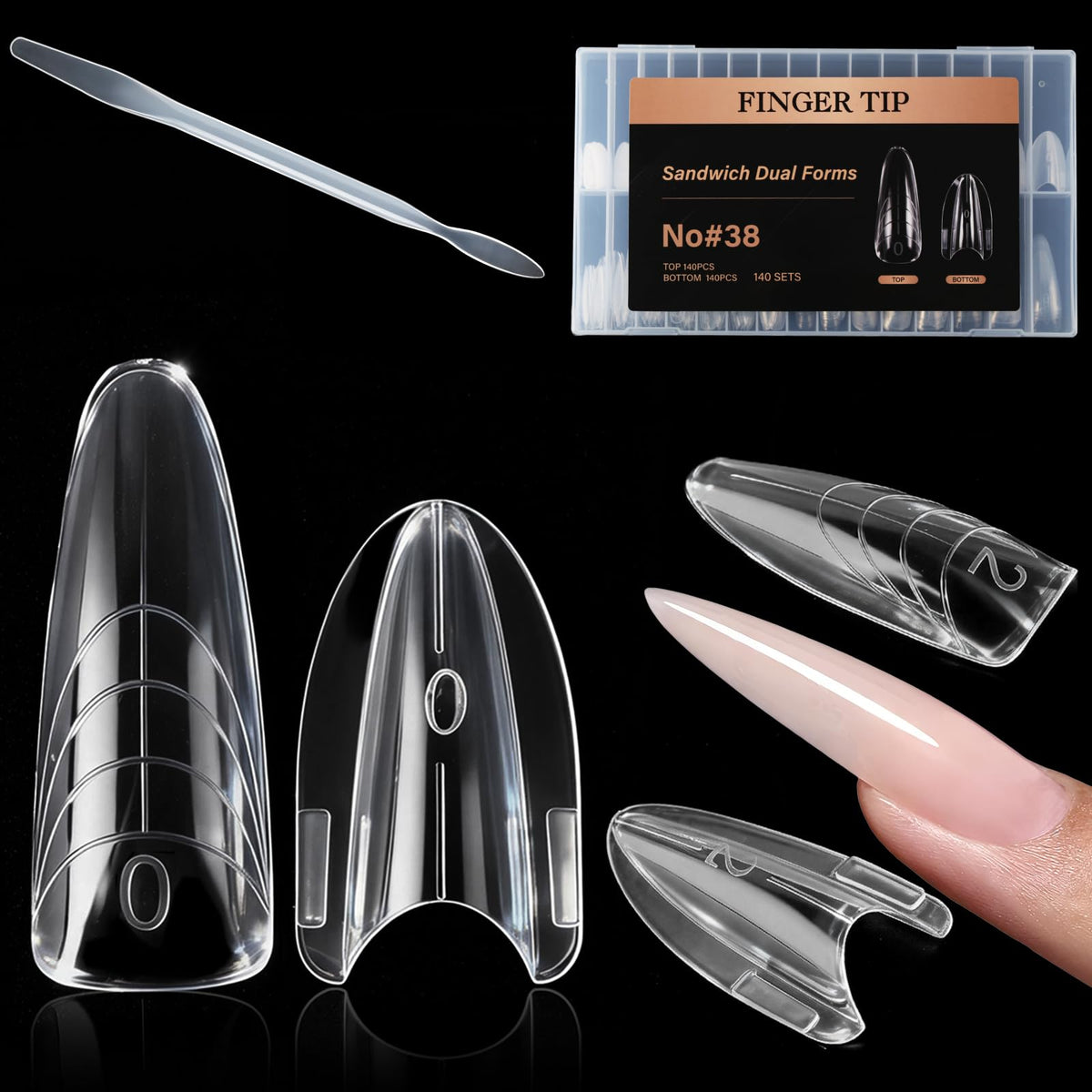 C12rtive sandwich nail form top view shows precise shaping for professional or DIY extensions