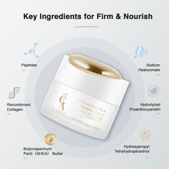 CA CAREL Peptides Collagen Firming Cream application on hand demonstrates even spread.
