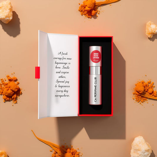 CA Perfume Amber Rouge Saffron bottle cap, secure spray for easy application.