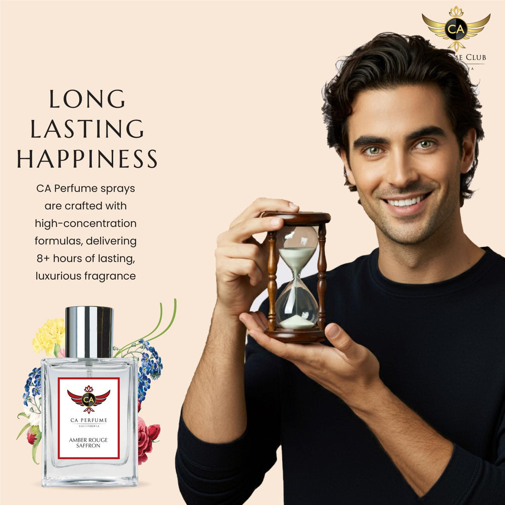Base notes of vanilla, amber, sandalwood delivering warm, lasting finish