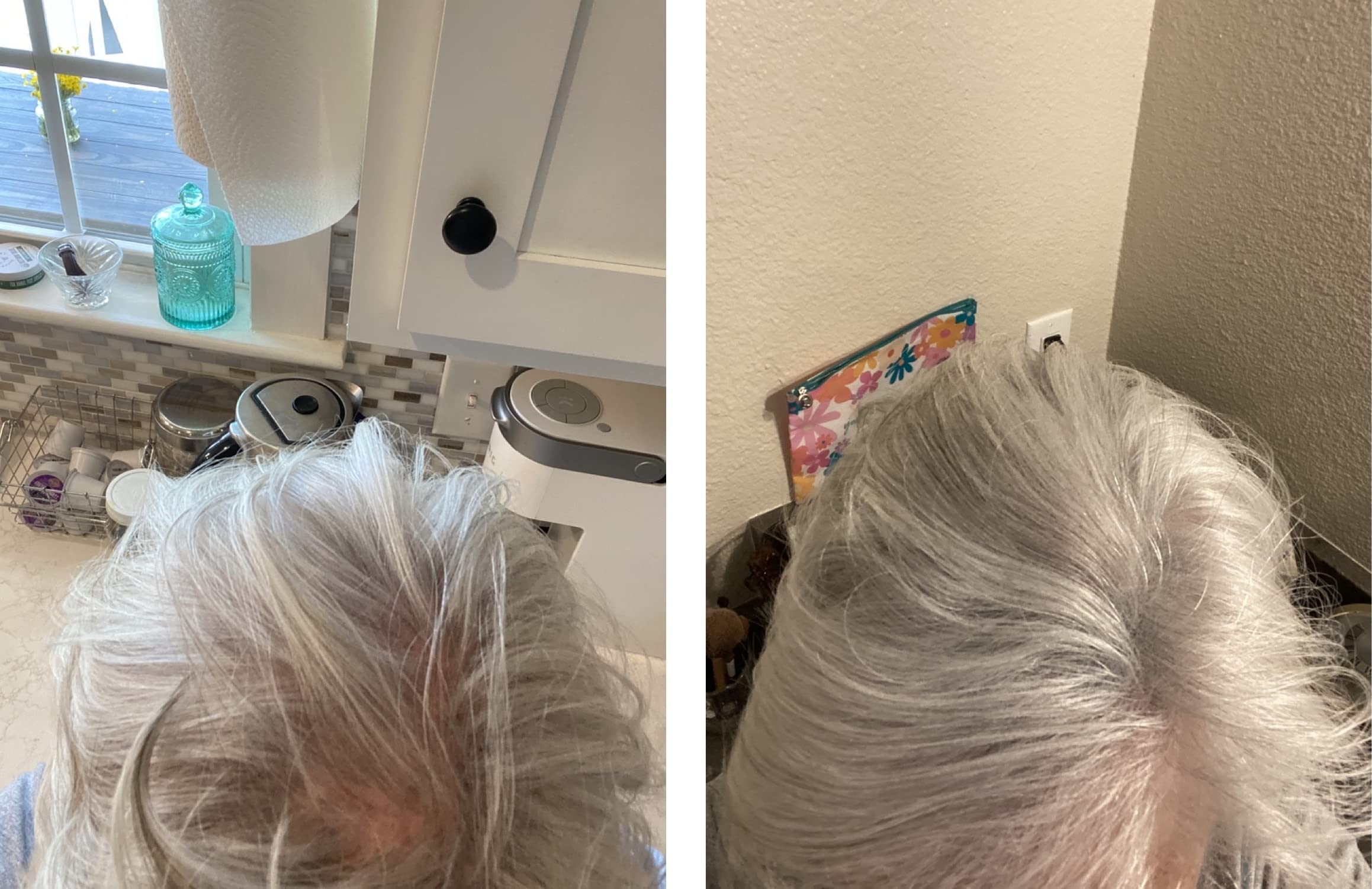 Close-up of thinning part before and after Caboki for natural look.