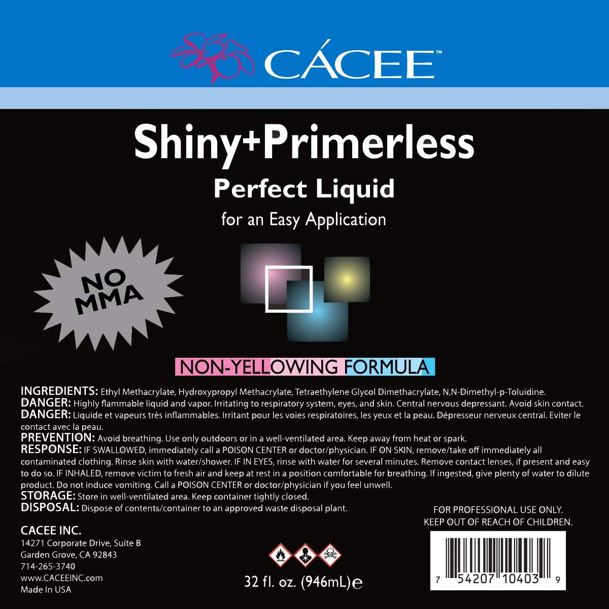 Cacee monomer liquid with pour spout enables controlled, clean nail sessions