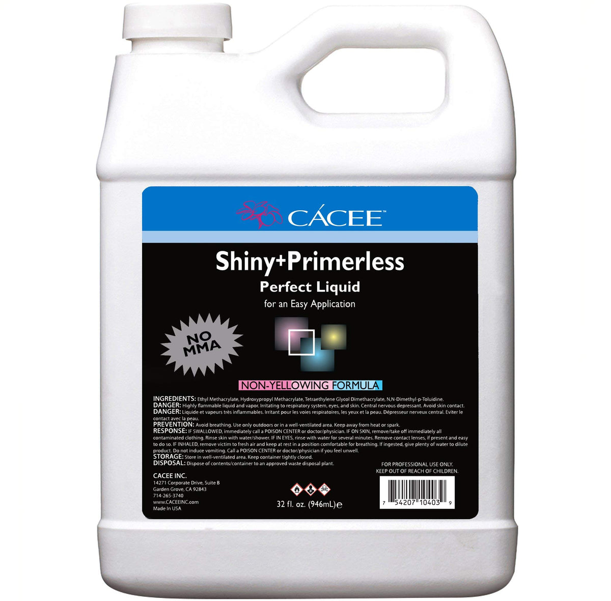 Cacee Shiny primerless liquid 32oz bottle for strong, primer-free nail adhesion