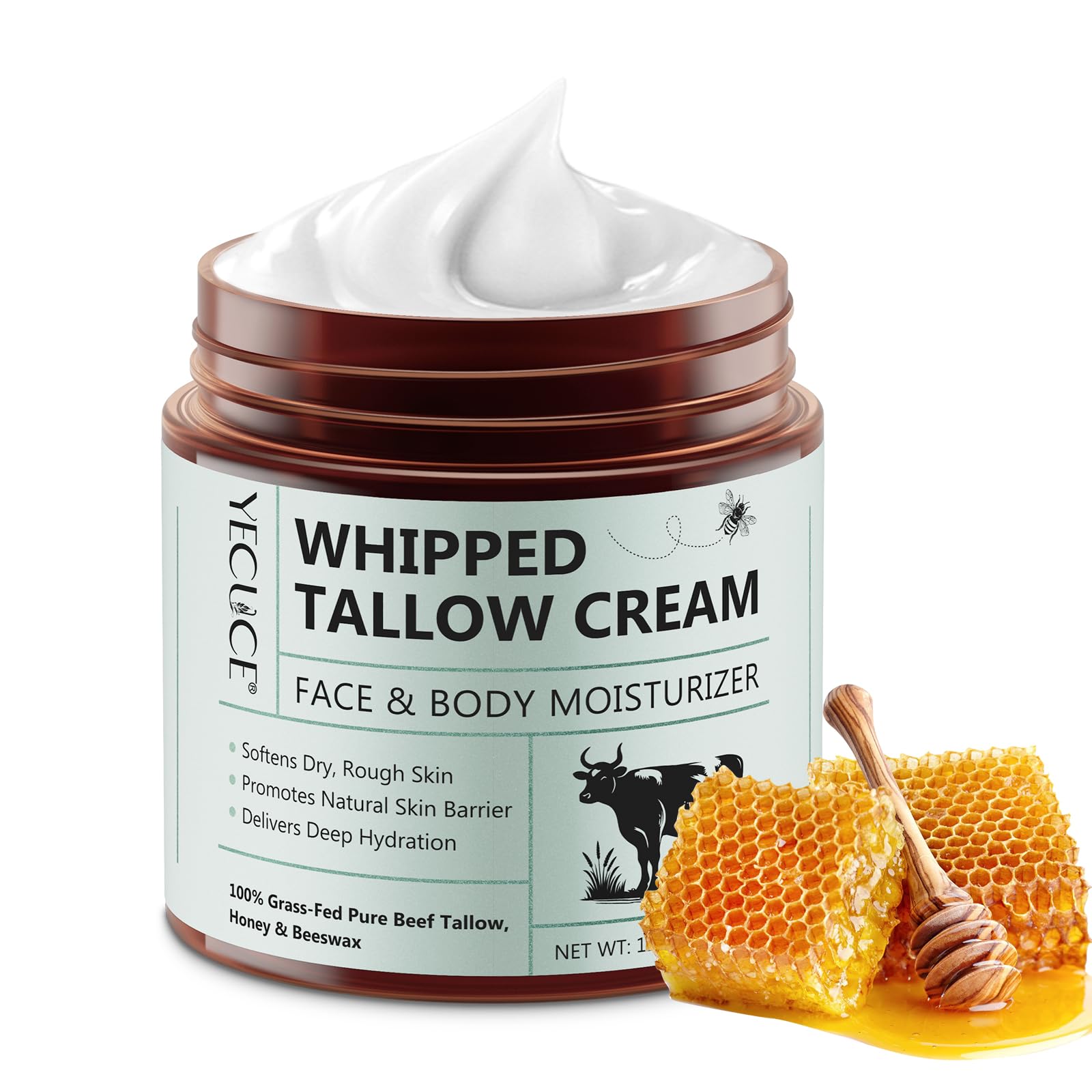 Cacukn whipped beef tallow face jar showing luxurious texture for hydration