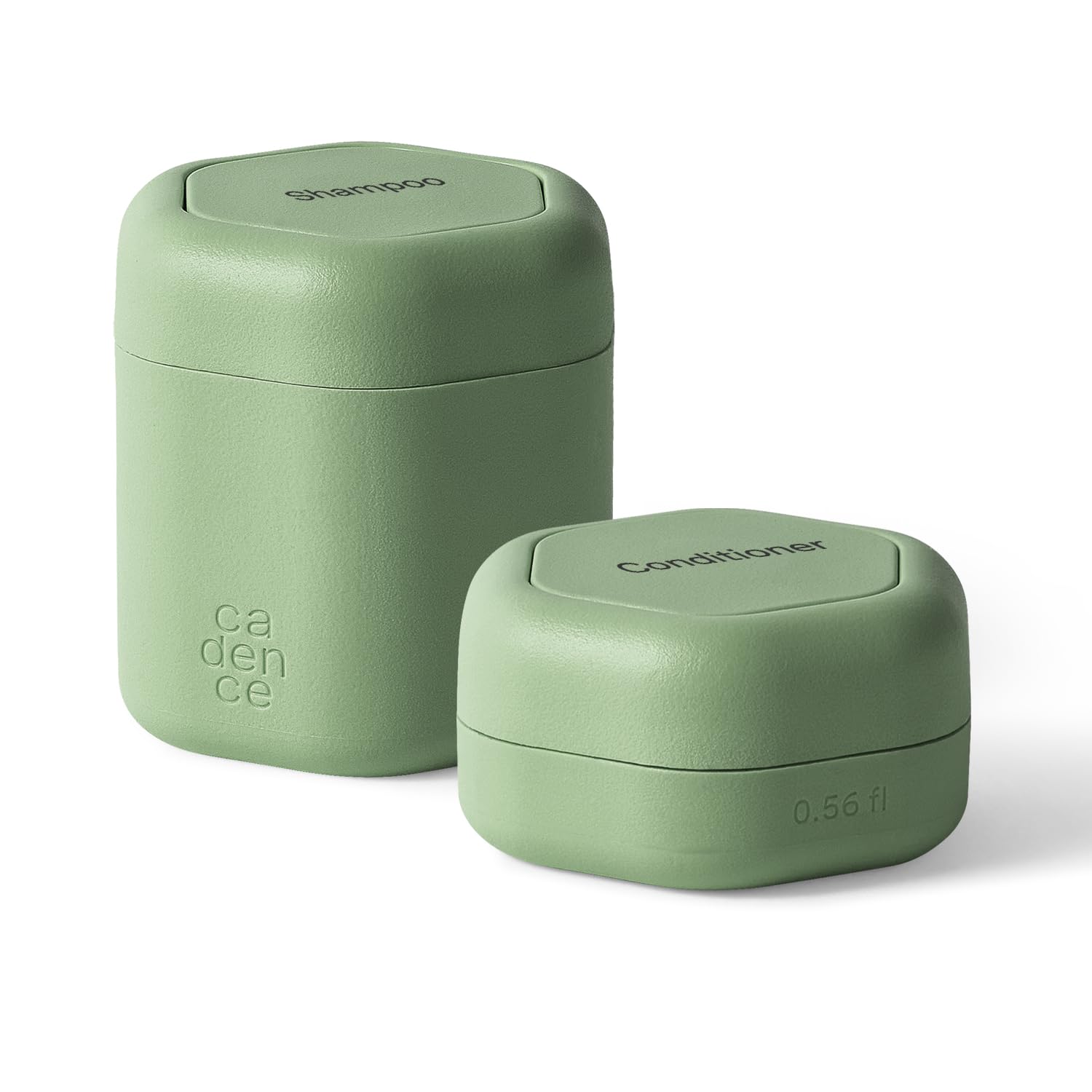 Cadence travel container small cap with shampoo label keeps liquids organized on trips