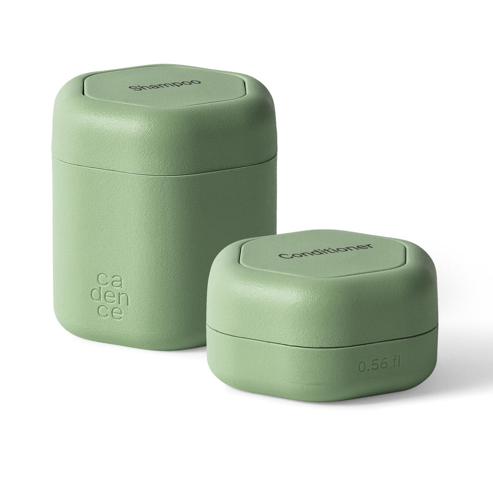 Cadence travel container small cap with shampoo label keeps liquids organized on trips