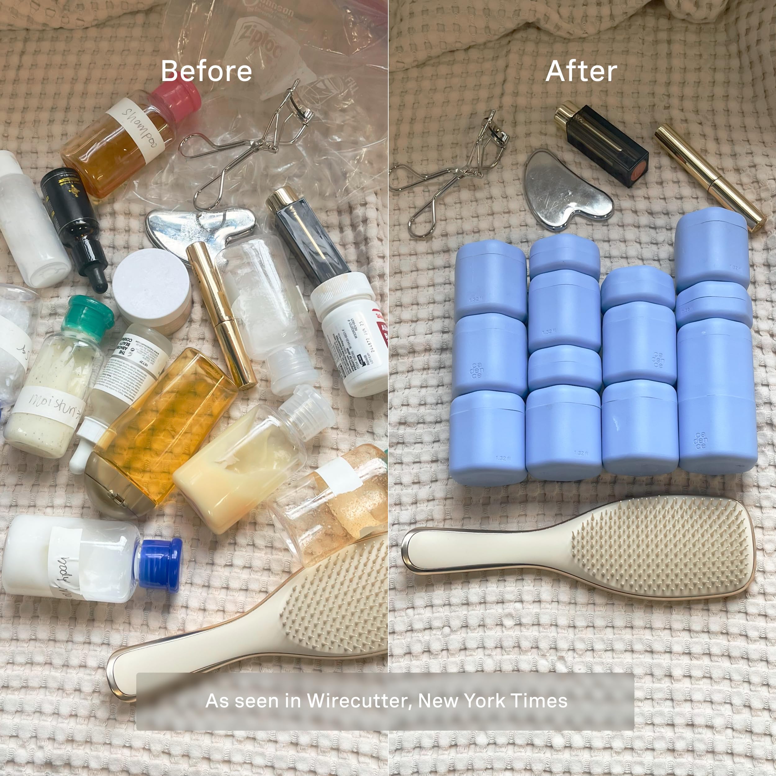 Cadence TSA-approved containers fit cabin luggage with ease.