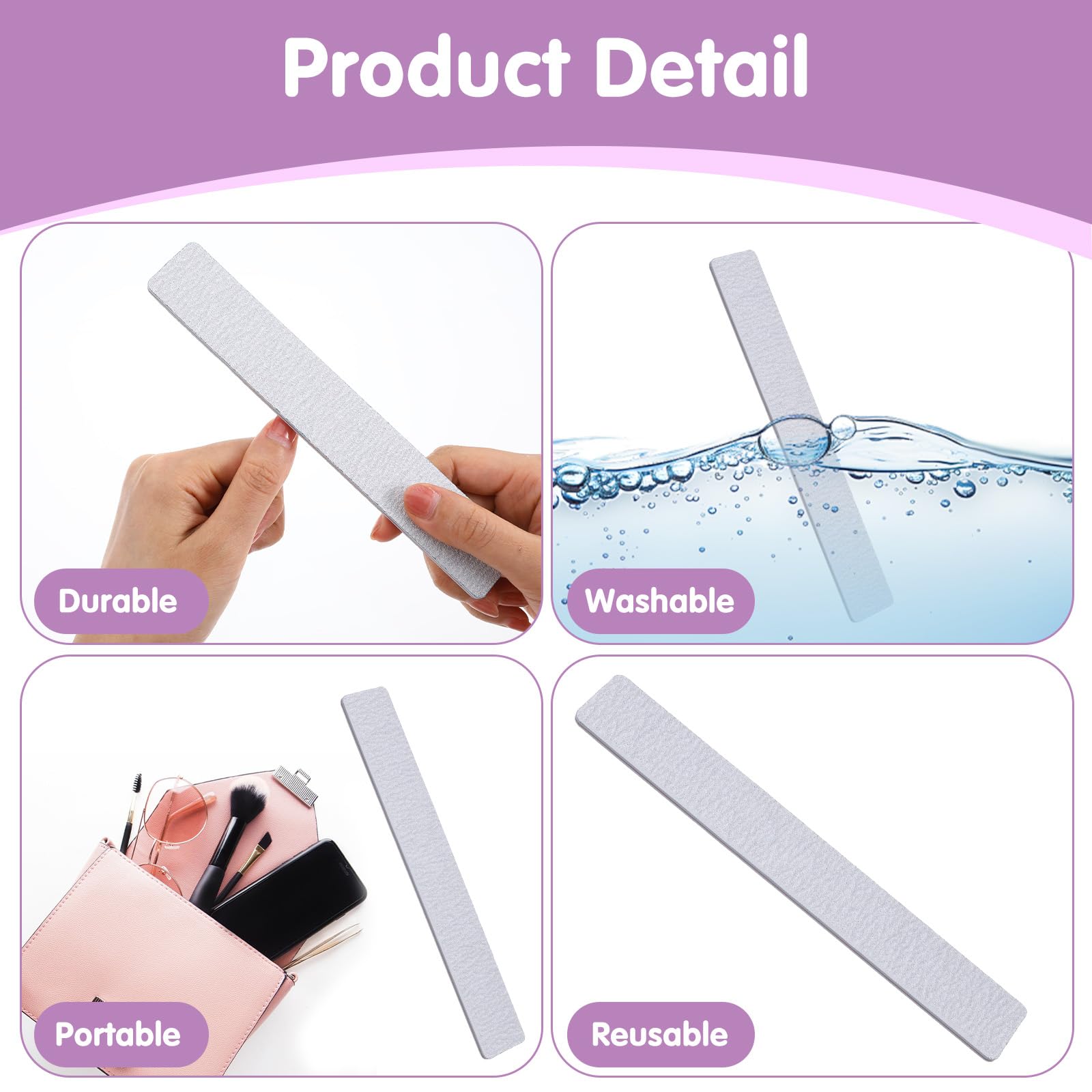 Caeuiciw 7x1.1 inch nail files for shaping and buffing natural and acrylic nails.