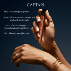 Caftari pulse-point-application design delivers precise aroma with no waste.