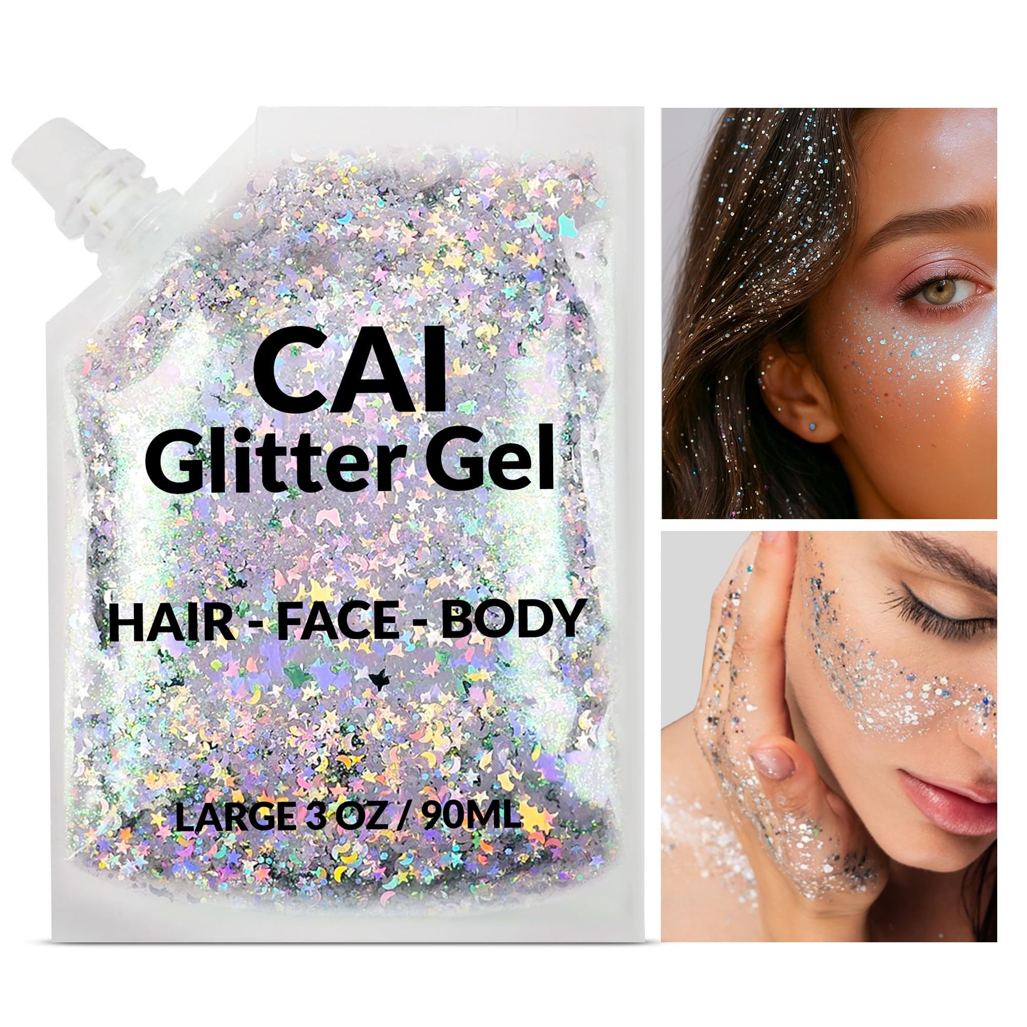 CAI BEAUTY NYC festival glitter gel creates dazzling party looks