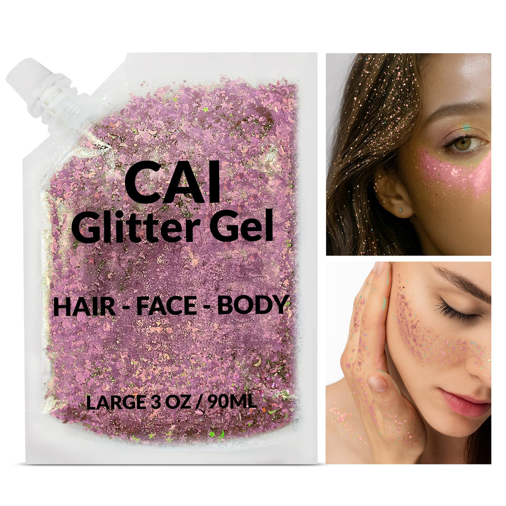 CAI BEAUTY NYC hair glitter application in rose for instant sparkle