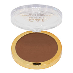 CAI Para Mi pressed powder Mocha on application with brush for seamless wear