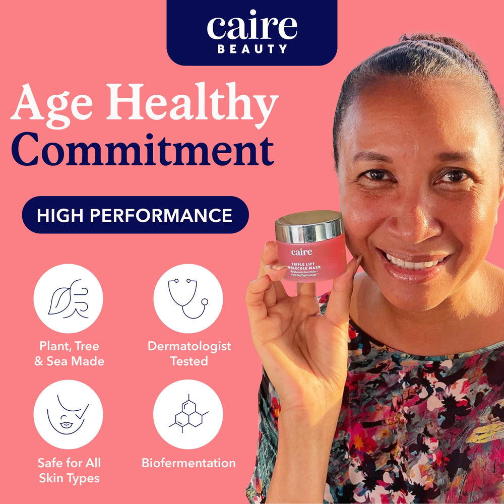 Caire Beauty gel mask lift effect close-up hints firming benefits