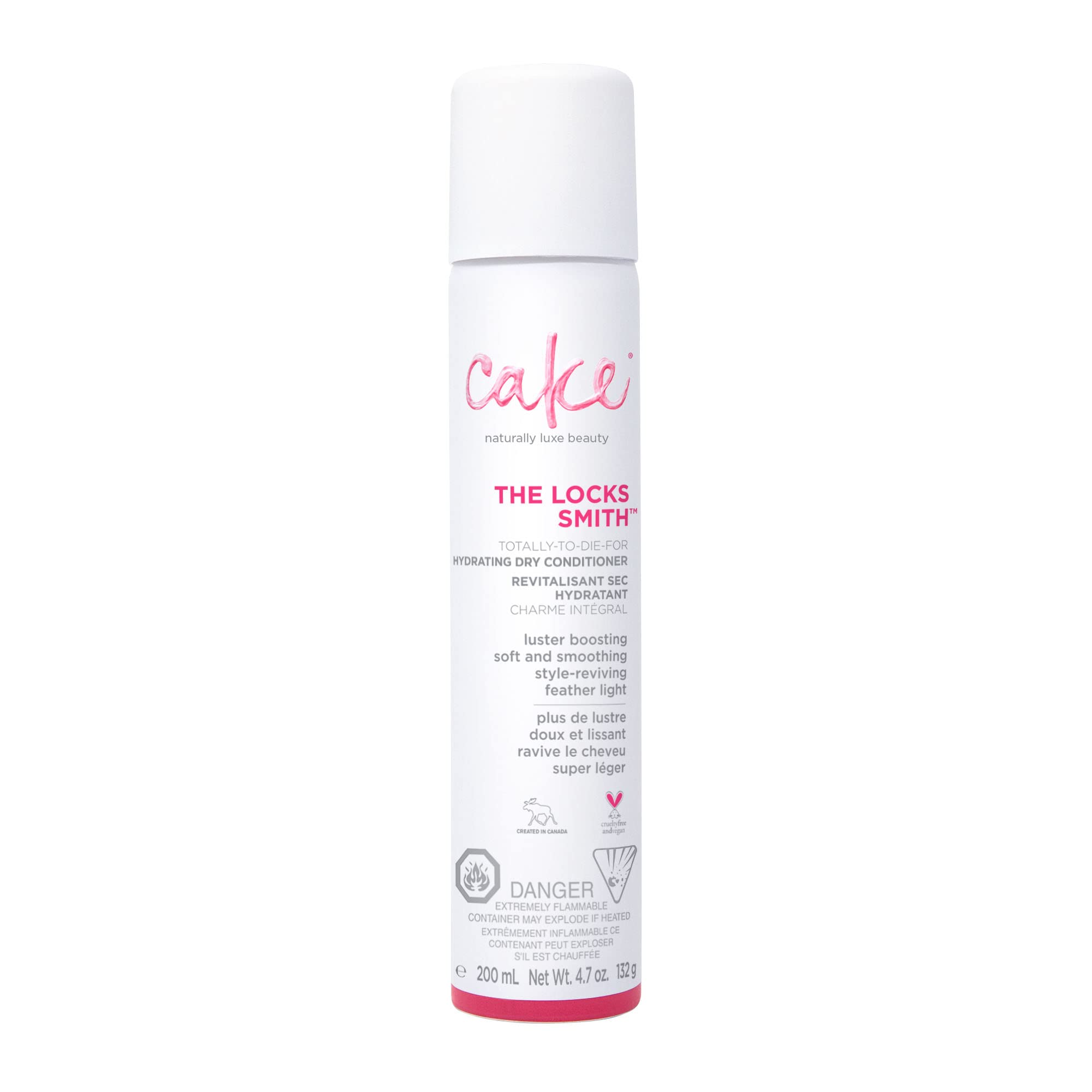 Cake Beauty Cake Locks Smith Dry Conditioner Spray front view for quick, refreshed shine.