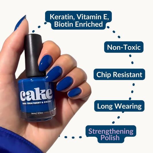 CAKE Nail Anchor Down brush applies polish for a smooth, even coat and quick dry.