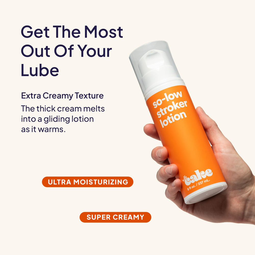 Cake So-Low Lotion packaging notes USA-made quality.