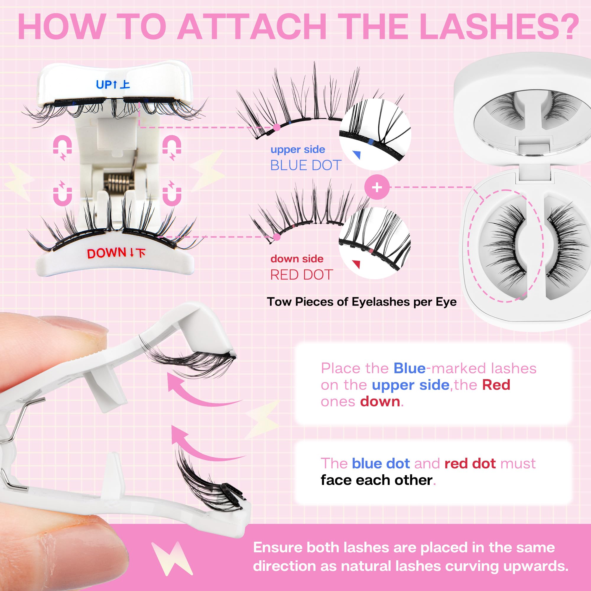 CALAILIS magnetic eyelashes no glue needed simple removal and placement.