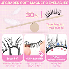 CALAILIS magnetic eyelashes wispy look comfortable wear with featherlike fibers.
