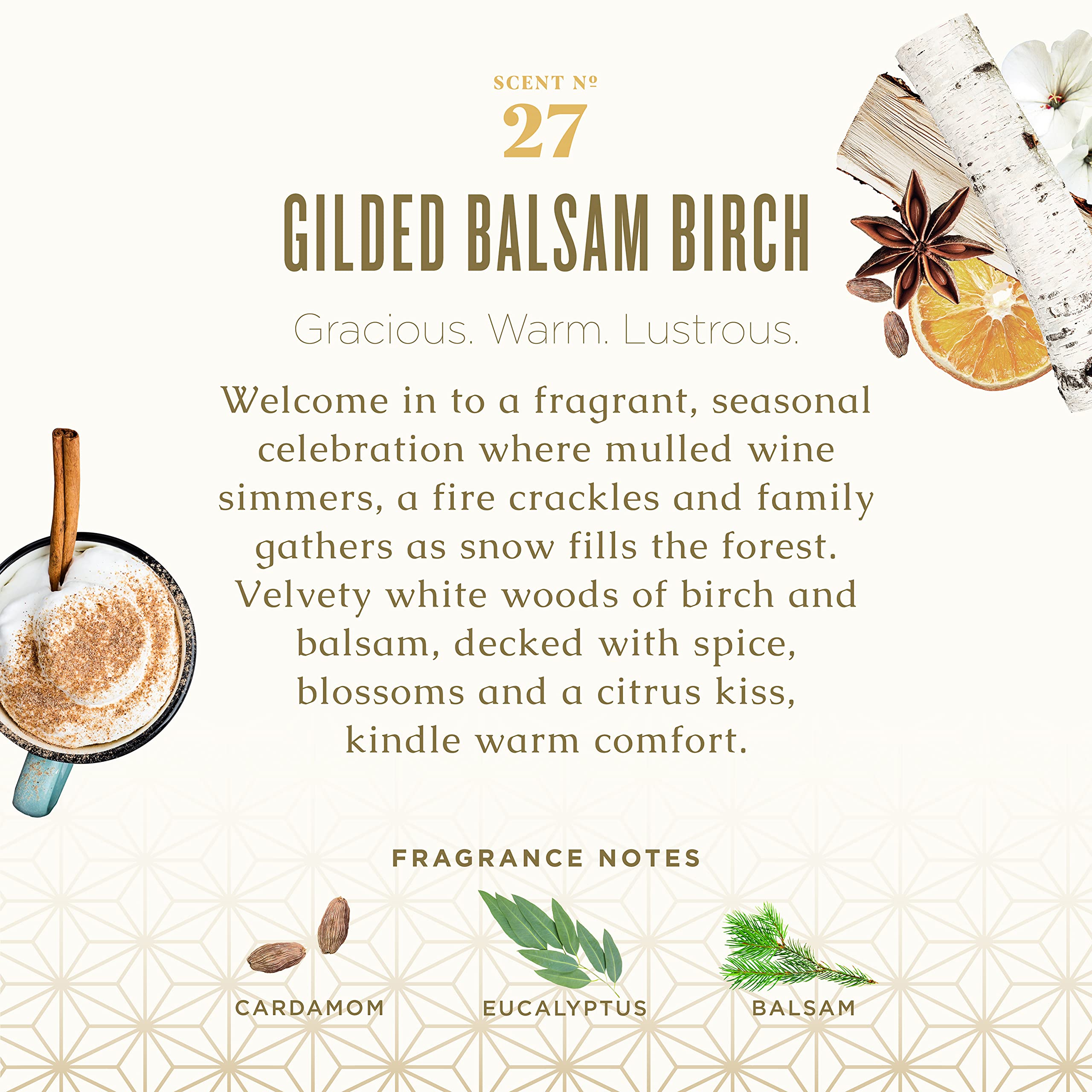 Caldrea Gilded Balsam Birch formula with Aloe Vera and Olive Oil nourishes skin.