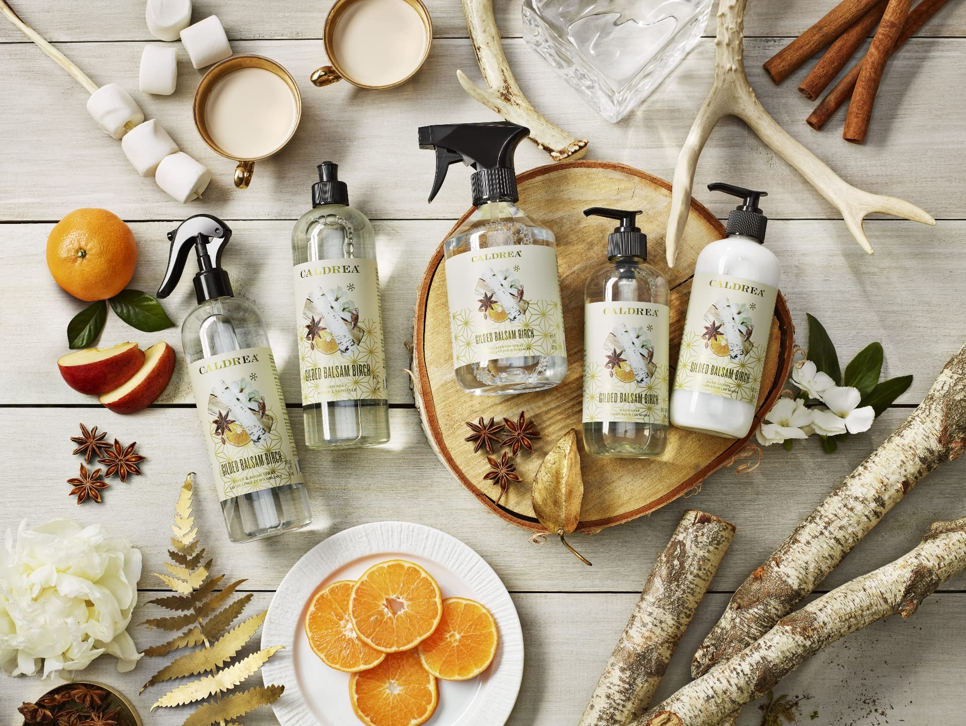 Caldrea Gilded Balsam Birch fragrance profile enhances daily routines.
