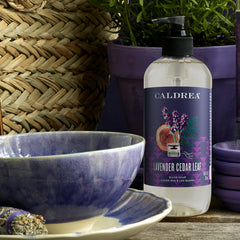 Caldrea pump dispenser enables easy one-handed use.