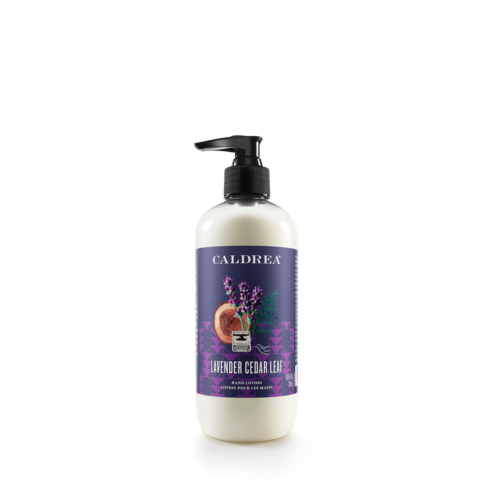Caldrea Lavender Cedar Leaf Hand Lotion bottle for soft, hydrated hands