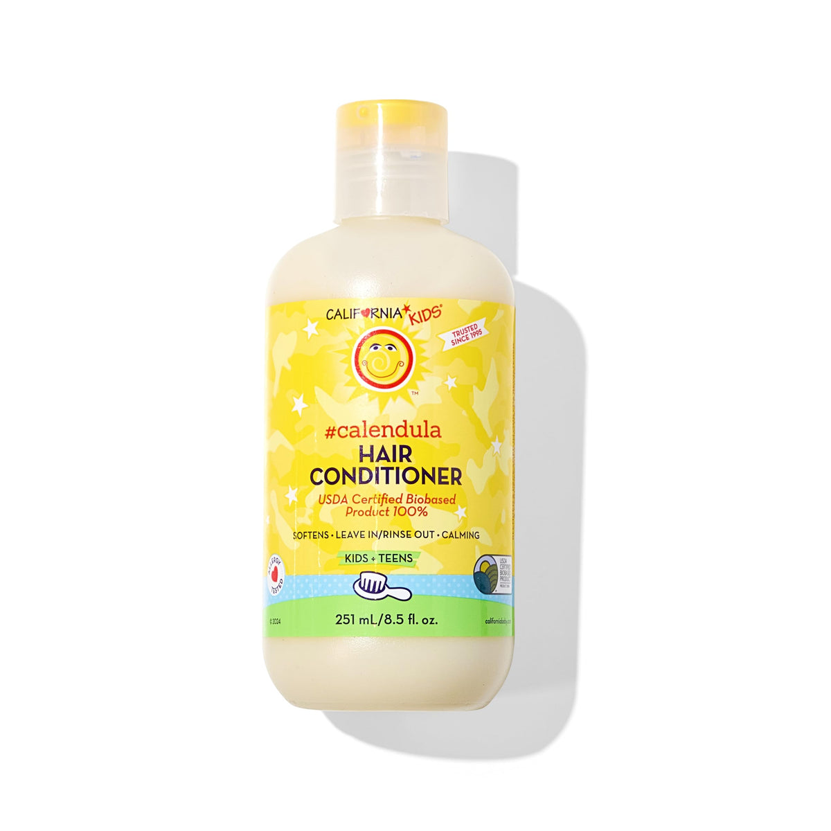California Baby Calendula Kids Conditioner bottle showing plant-based detangling formula.