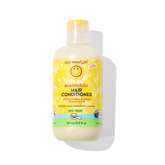 California Baby Calendula Kids Conditioner bottle showing plant-based detangling formula.