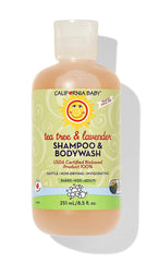 California Baby Tea Tree & Lavender bottle shows gentle plant-based cleansing.