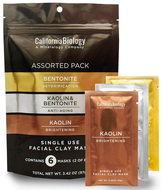 California Biology clay mask variety pack front view for versatile weekly skincare routine