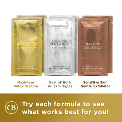 California Biology kaolin clay sachet close-up highlighting gentle cleansing for sensitive or dry skin