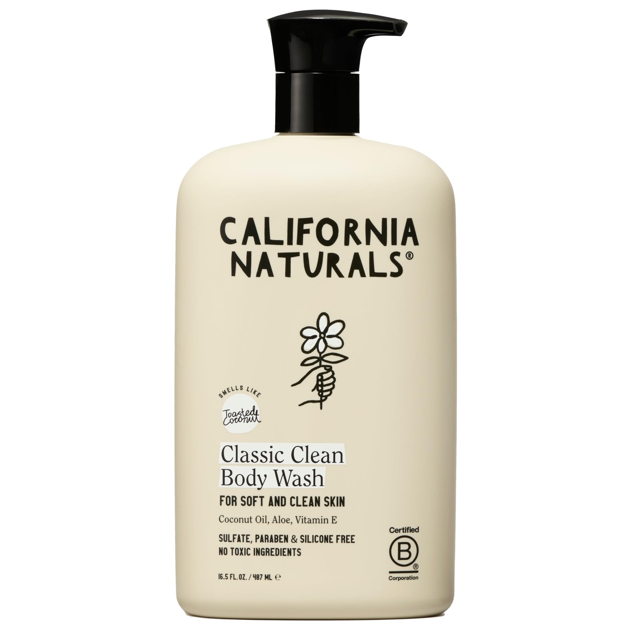 California Naturals Body Wash coconut bottle label offers a refreshing cleanse with a tropical fragrance