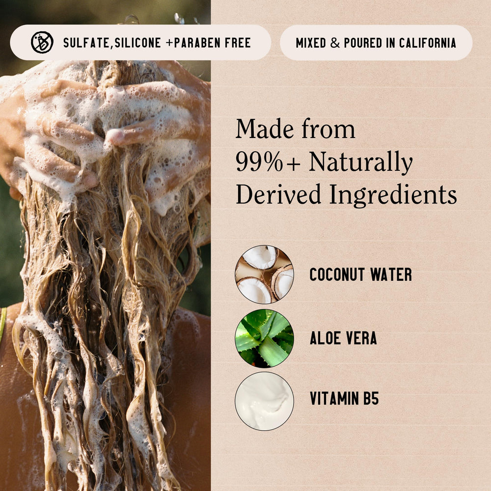 California Naturals Coconut Shampoo ingredients highlight coconut avocado and sunflower benefits.