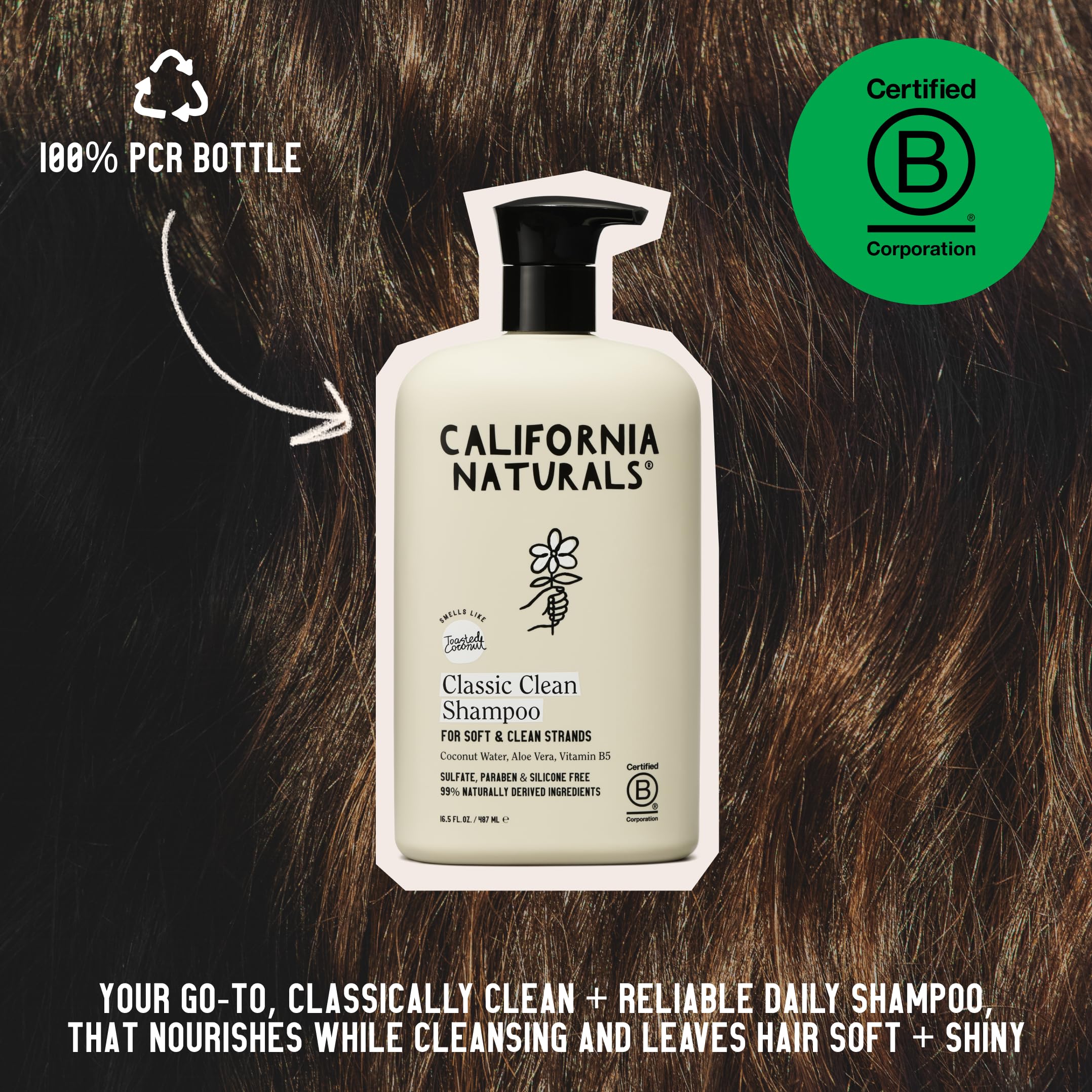 California Naturals Coconut Shampoo scalp care suggests hydration and balance during routine.
