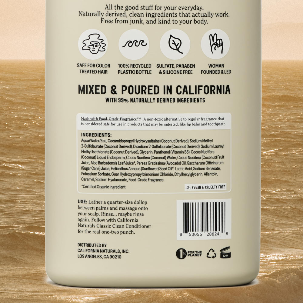 California Naturals Coconut Shampoo scent captures toasted coconut aroma for a relaxing wash.