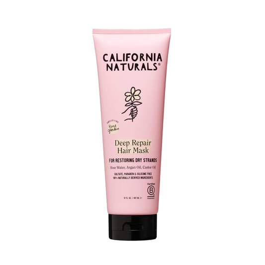California Naturals Deep Repair Hair Mask jar closeup showing creamy hydration for soft, shiny hair.