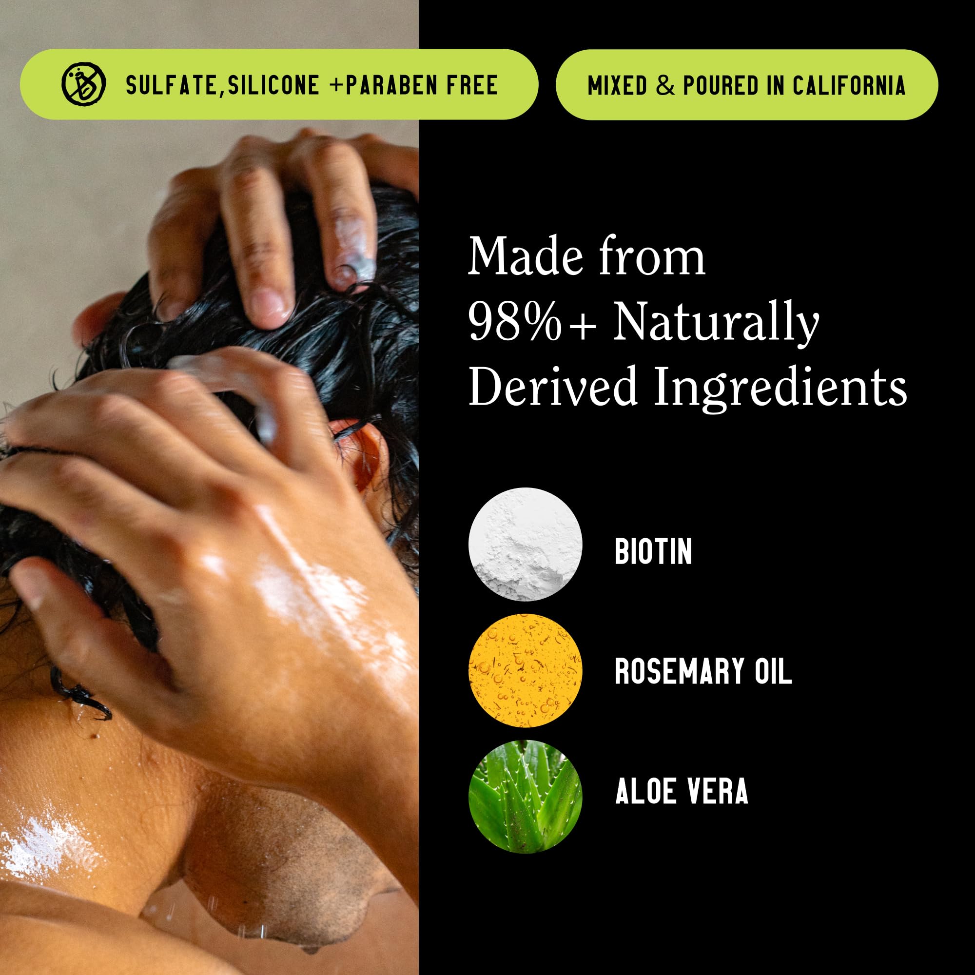 California Naturals Re:GRO bottle with hair strands demonstrating softness and manageability