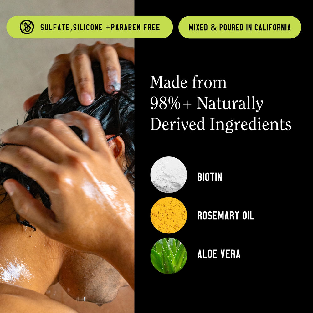 California Naturals Re:GRO bottle with hair strands demonstrating softness and manageability