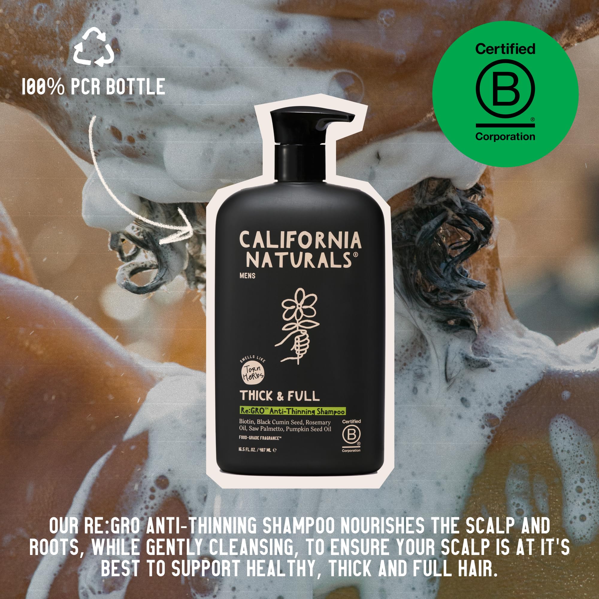 California Naturals Re:GRO packaging shows vegan and cruelty-free status.