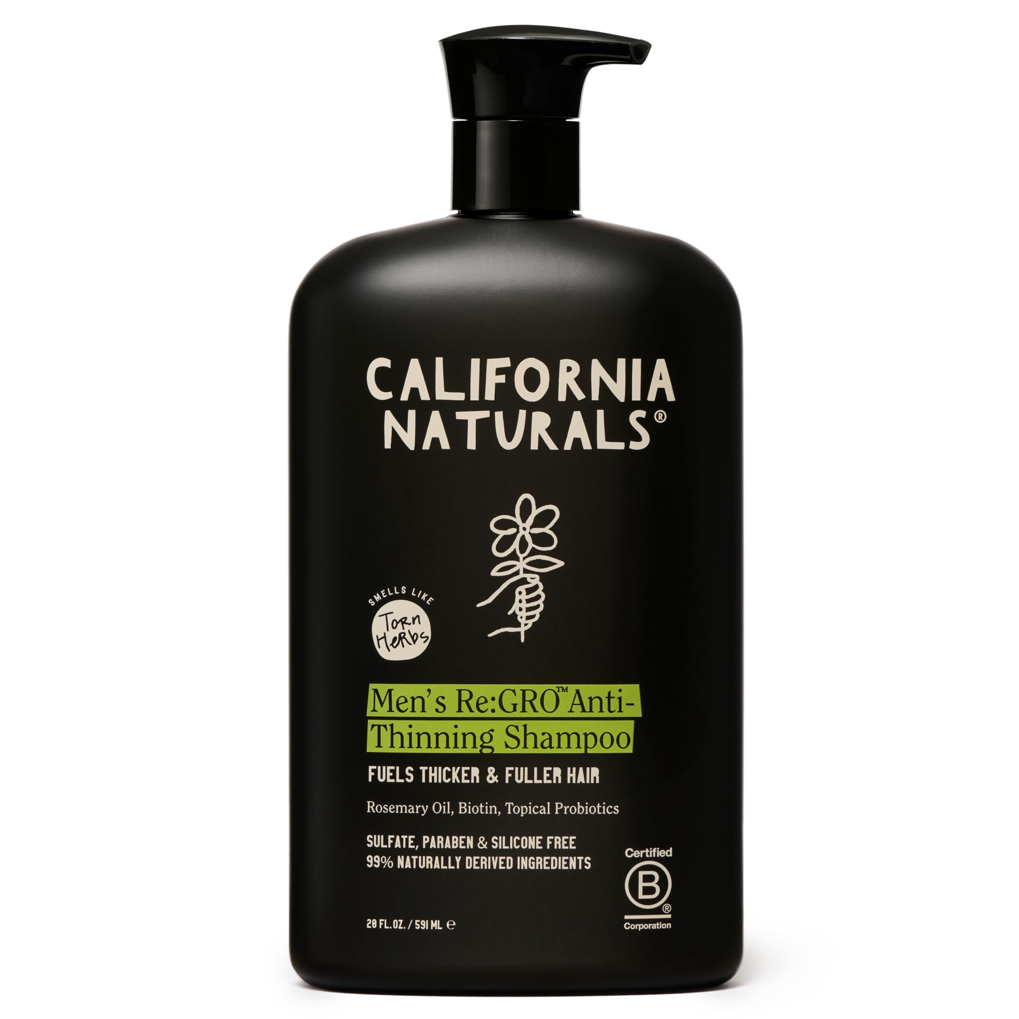 California Naturals Re:GRO shampoo bottle with rosemary scent for scalp refresh.