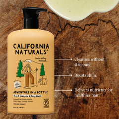 California Naturals Owen Wilson 2 in 1 bottle showcases cedarwood and citrus aroma for an energizing routine.