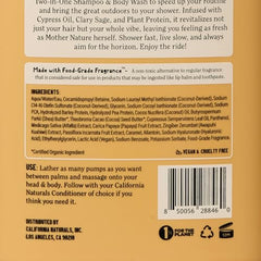 California Naturals Owen Wilson 2 in 1 lather foams evenly for quick showers.