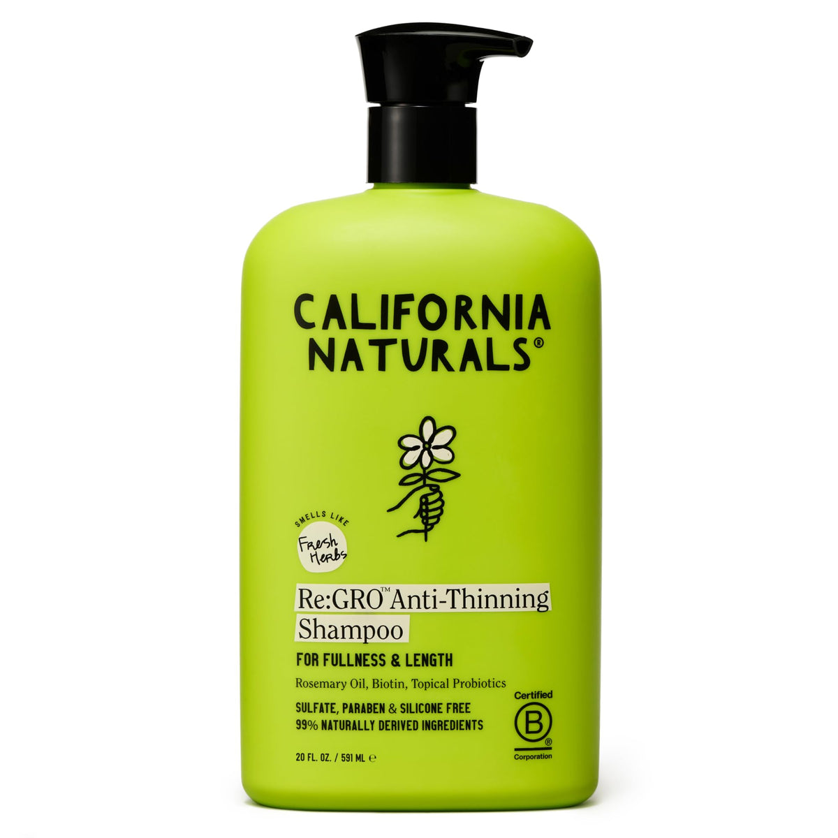 California Naturals Re:GRO Shampoo bottle for scalp care and fuller-looking hair.
