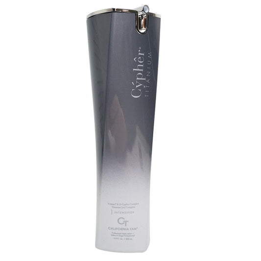 California Tan Cypher Step 1 Intensifier bottle with zesty lime verbena scent for base tan