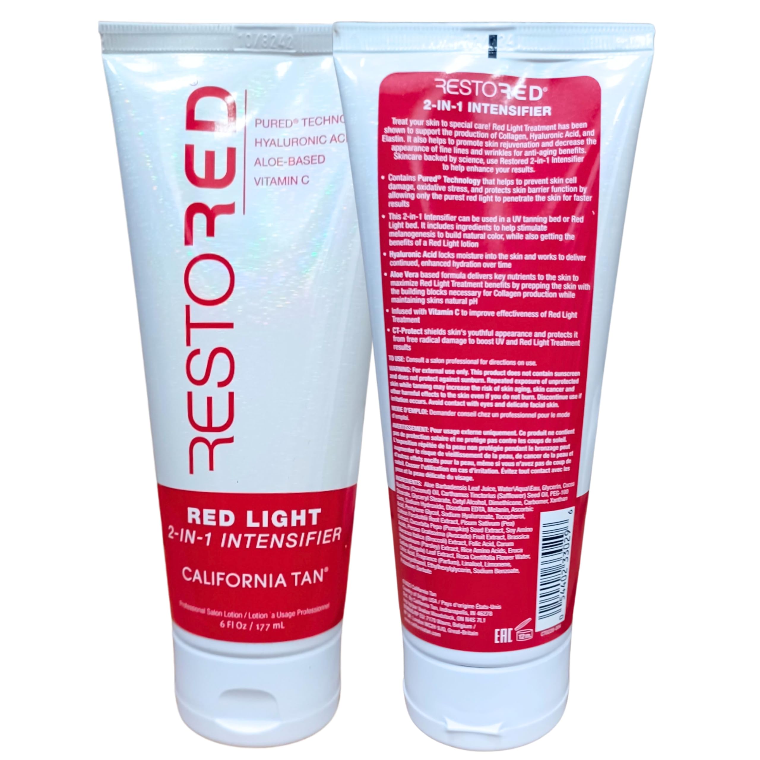 Close-up of Restored 2-in-1 lotion texture showing quick absorption.