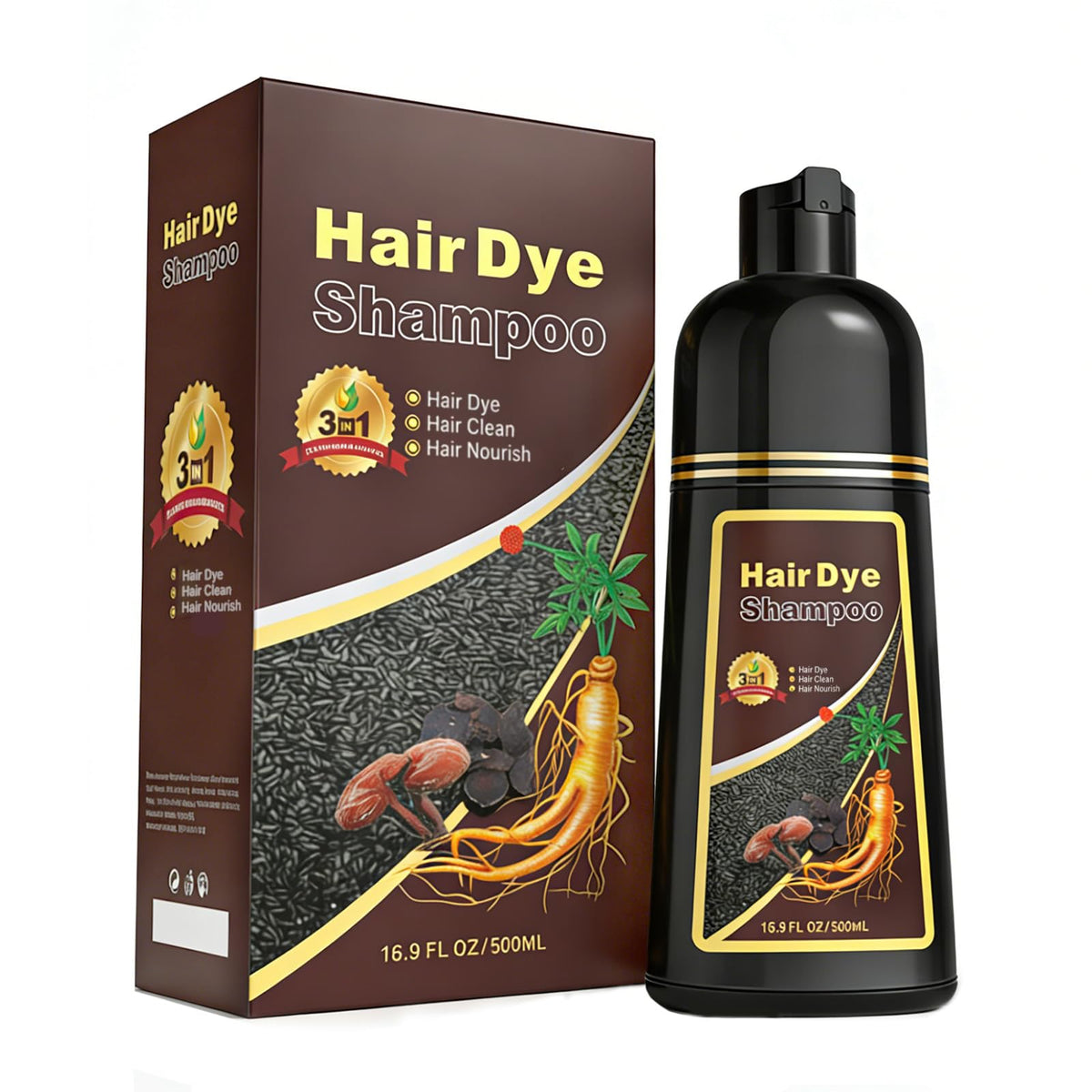 Callmynm light brown hair dye shampoo bottle pour for easy at-home coloring with 3-in-1 formula.