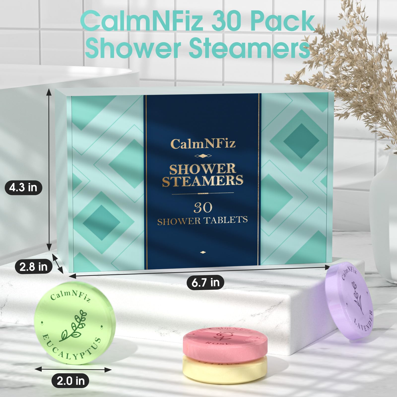 CalmNFiz multi-purpose use in shower, bedroom, or office for ambience.