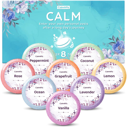 CalmNFiz Shower Steamers in green packaging offering spa-like fragrance at home